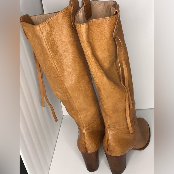 Coach Selena Tan Leather Knee High Pull On Heeled Boho Boots Size 9 - Picture 6 of 11